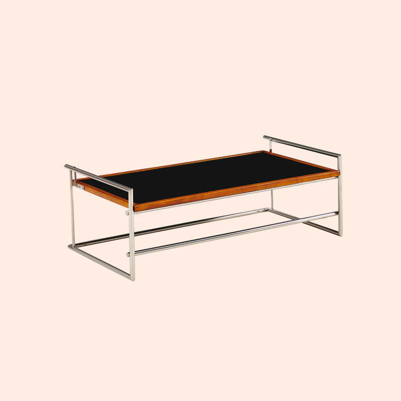 Retro Ash Wood Stainless Steel Reversible Coffee Table