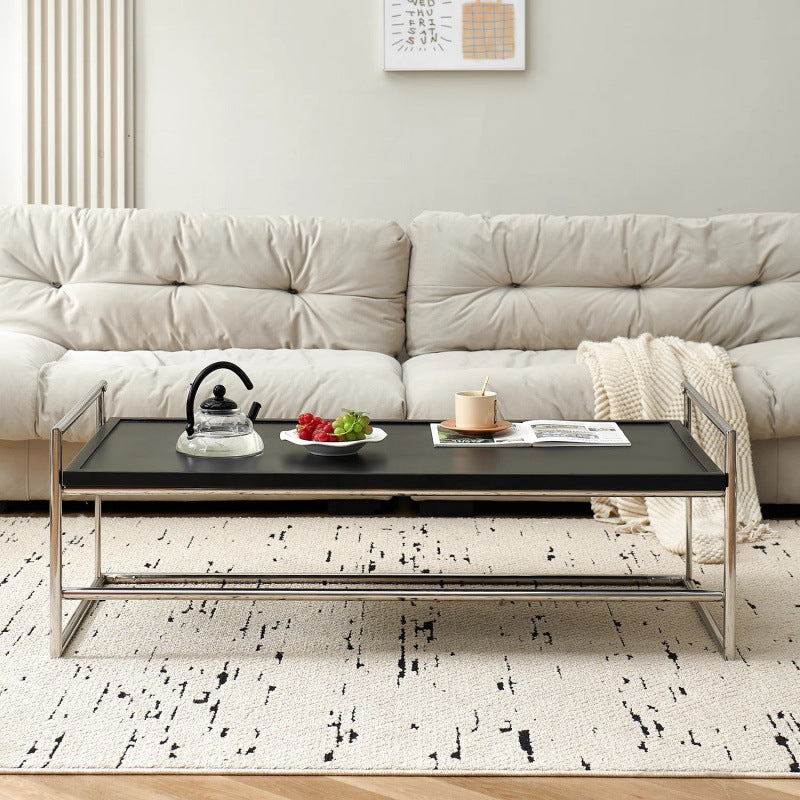 Retro Ash Wood Stainless Steel Reversible Coffee Table