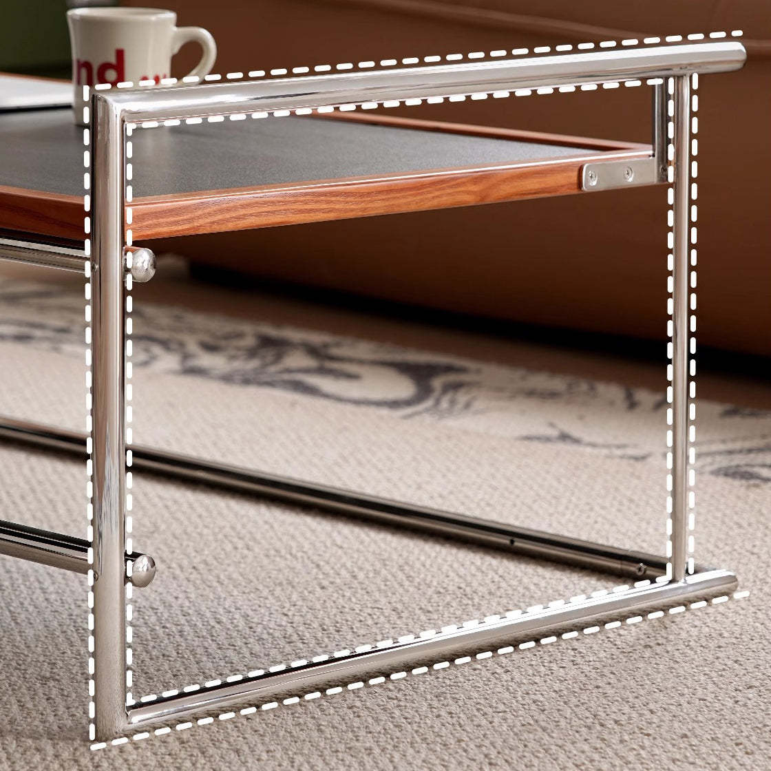 Retro Ash Wood Stainless Steel Reversible Coffee Table