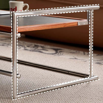 Retro Ash Wood Stainless Steel Reversible Coffee Table