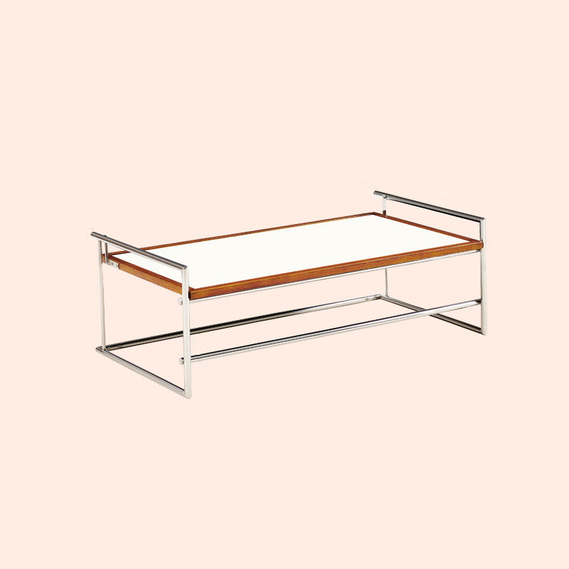 Retro Ash Wood Stainless Steel Reversible Coffee Table