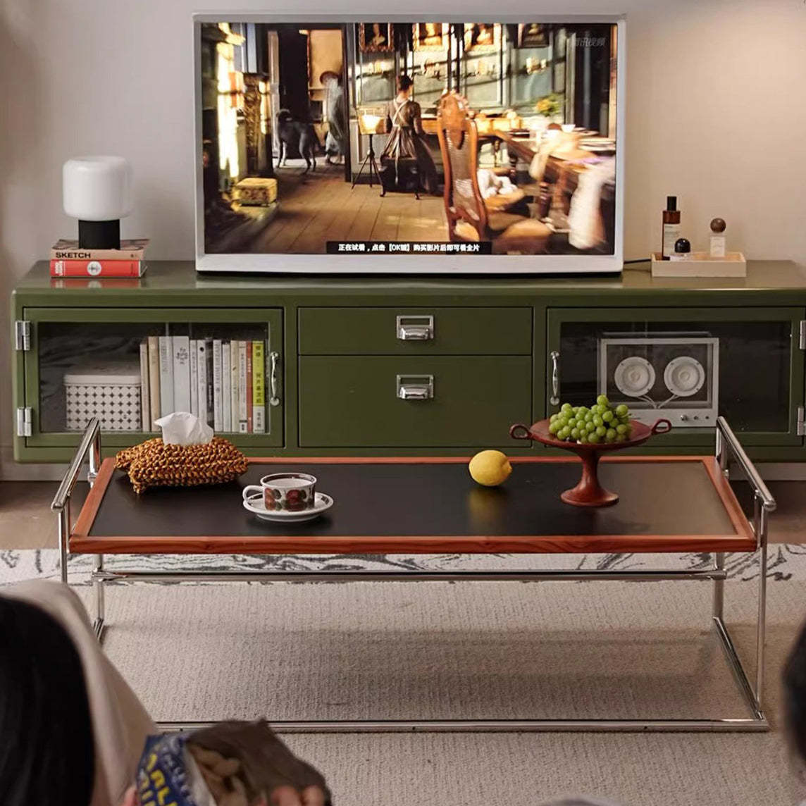 Retro Ash Wood Stainless Steel Reversible Coffee Table