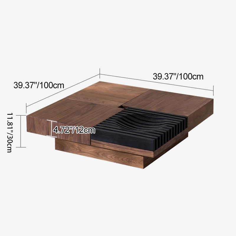 Scandinavian Walnut Extendable Coffee Table 2-Storage