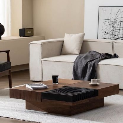 Scandinavian Walnut Extendable Coffee Table 2-Storage