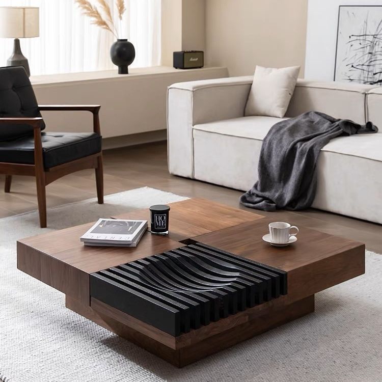 Scandinavian Walnut Extendable Coffee Table 2-Storage