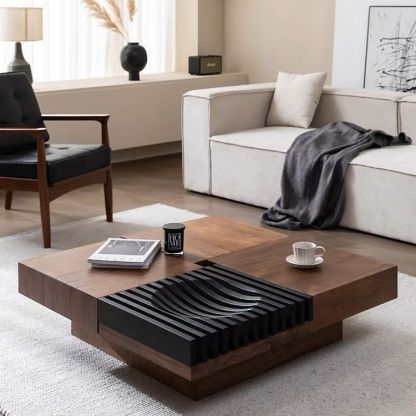 Scandinavian Walnut Extendable Coffee Table 2-Storage