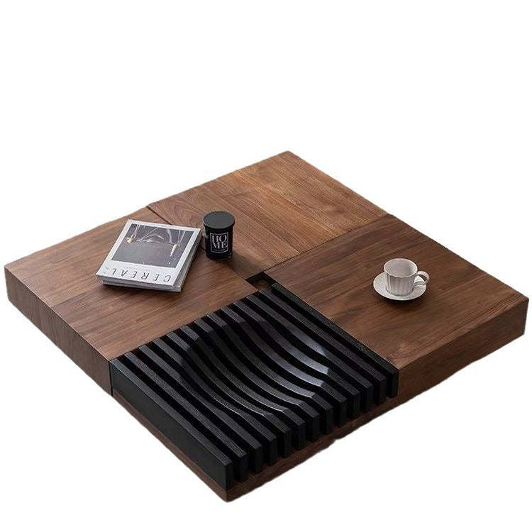 Scandinavian Walnut Extendable Coffee Table 2-Storage