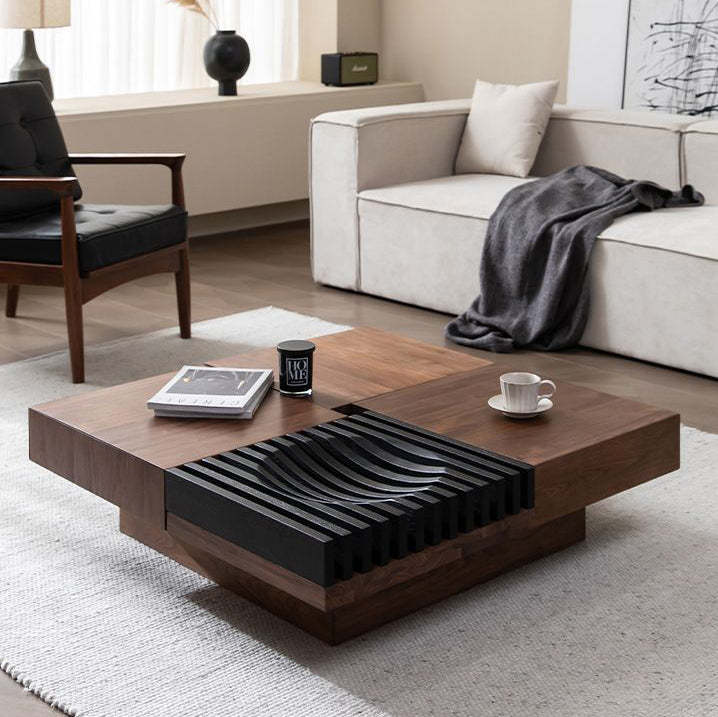 Scandinavian Walnut Extendable Coffee Table 2-Storage