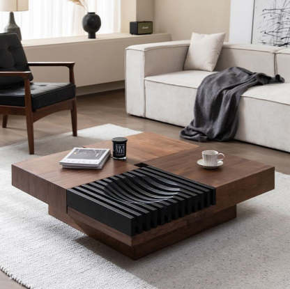 Scandinavian Walnut Extendable Coffee Table 2-Storage