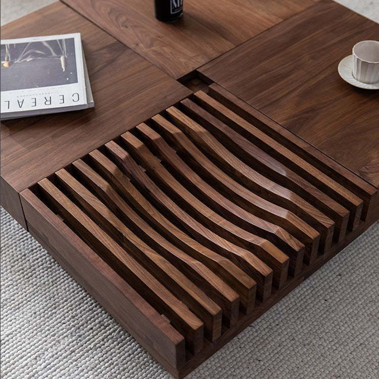 Scandinavian Walnut Extendable Coffee Table 2-Storage