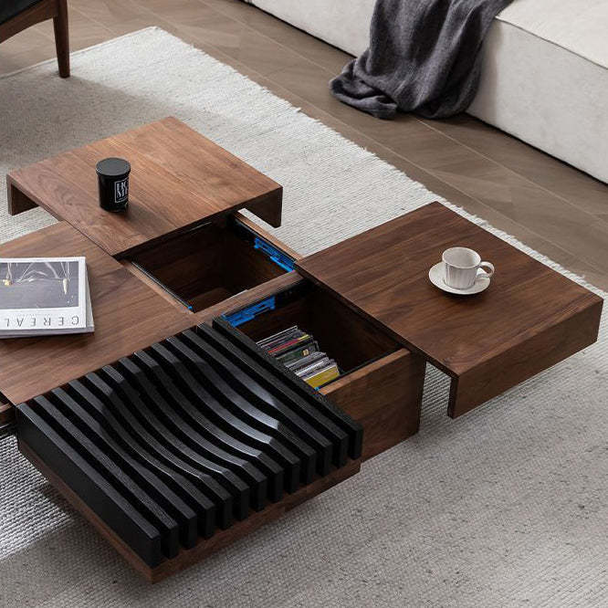Scandinavian Walnut Extendable Coffee Table 2-Storage