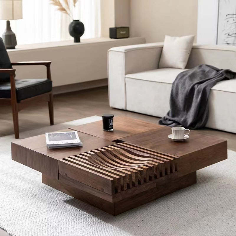 Scandinavian Walnut Extendable Coffee Table 2-Storage