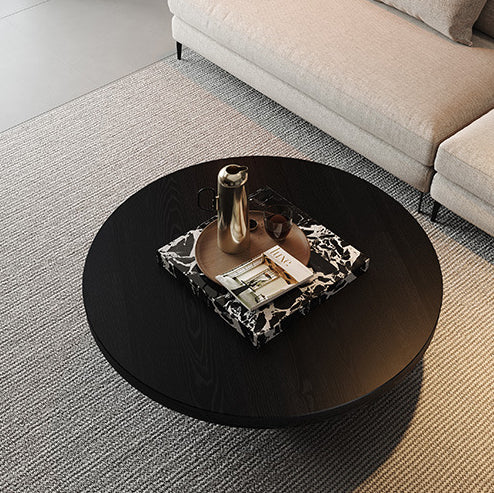 Scandinavian Marble Wood Round Coffee Table