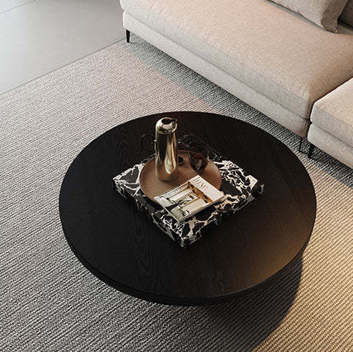 Scandinavian Marble Wood Round Coffee Table