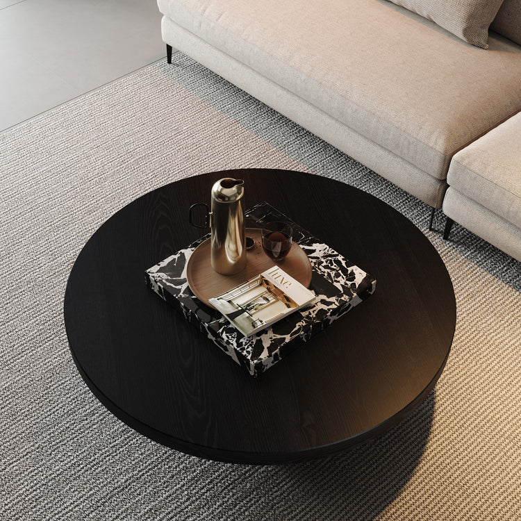 Scandinavian Marble Wood Round Coffee Table