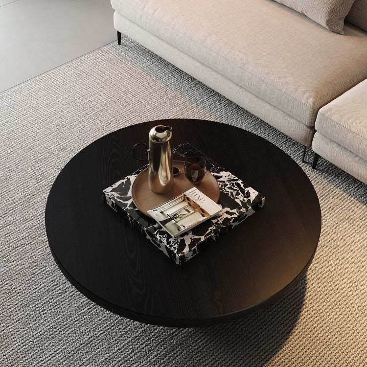 Scandinavian Marble Wood Round Coffee Table