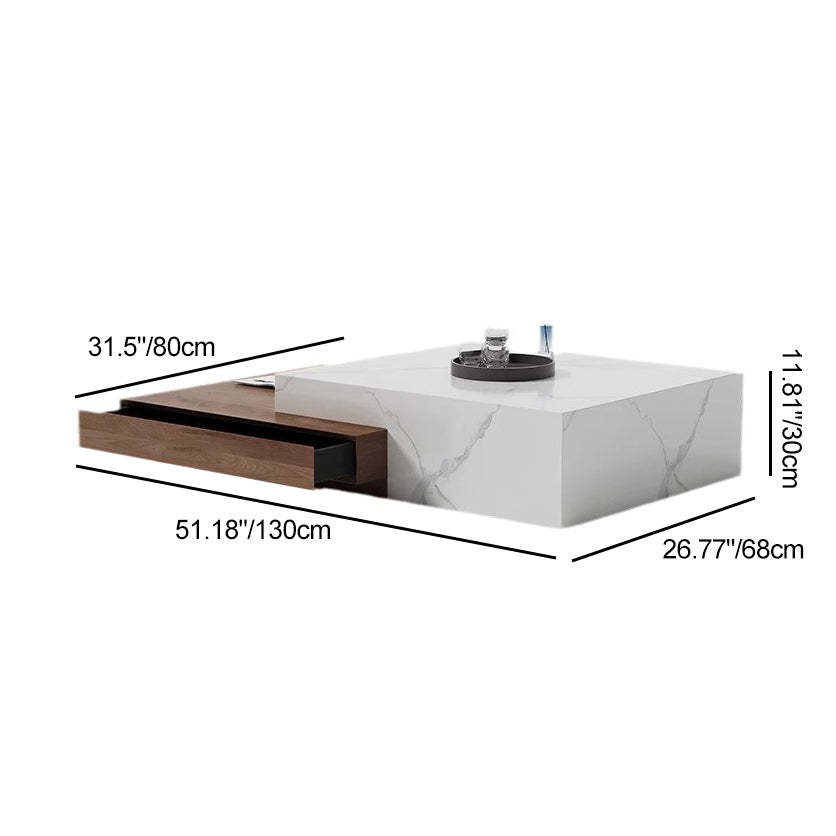 Minimalist Slate Wood Coffee Table 2-Drawer