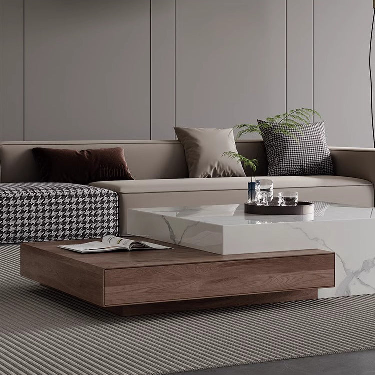 Minimalist Slate Wood Coffee Table 2-Drawer