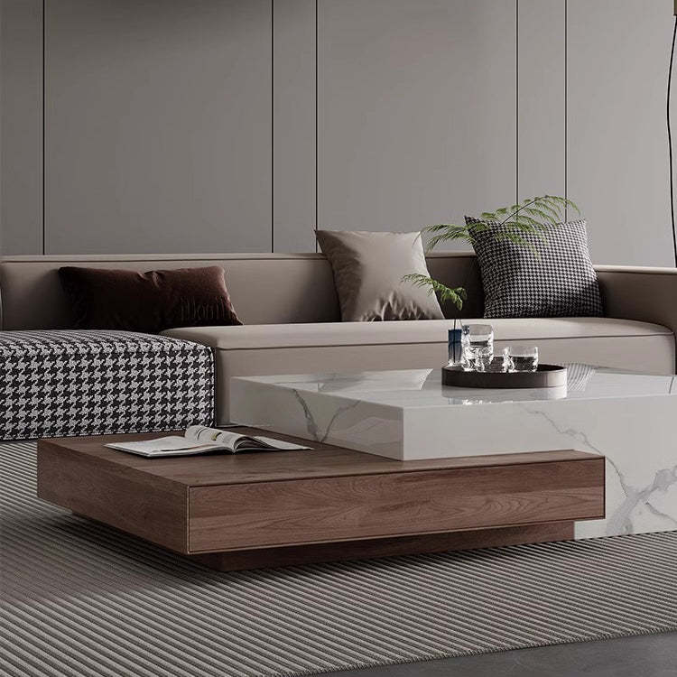 Minimalist Slate Wood Coffee Table 2-Drawer