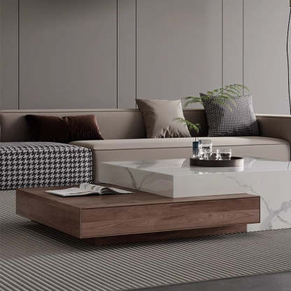Minimalist Slate Wood Coffee Table 2-Drawer