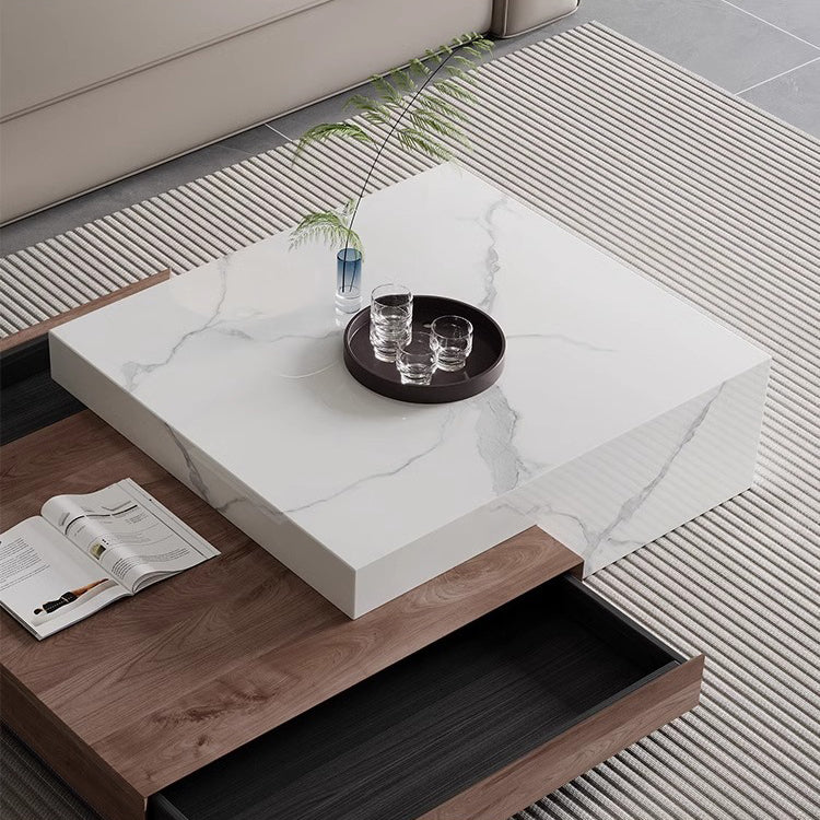 Minimalist Slate Wood Coffee Table 2-Drawer