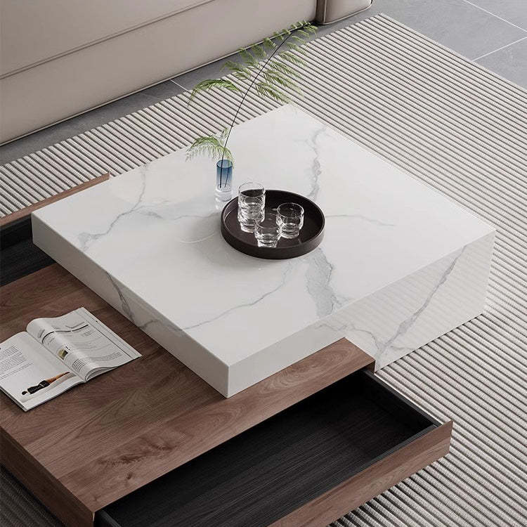 Minimalist Slate Wood Coffee Table 2-Drawer