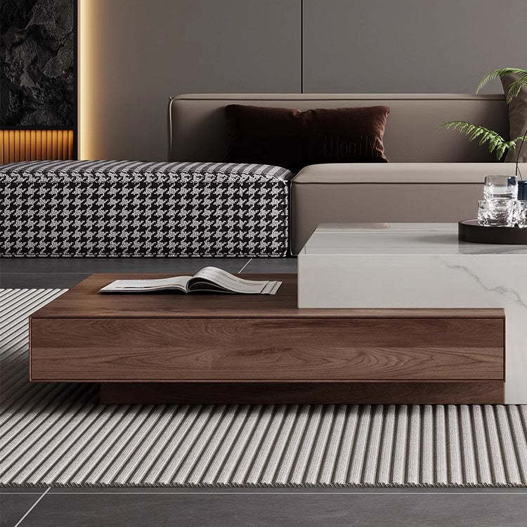 Minimalist Slate Wood Coffee Table 2-Drawer