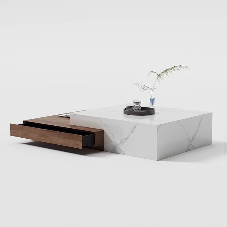 Minimalist Slate Wood Coffee Table 2-Drawer