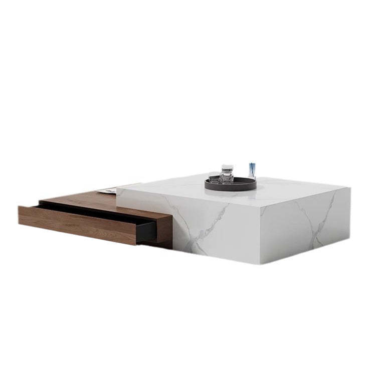 Minimalist Slate Wood Coffee Table 2-Drawer