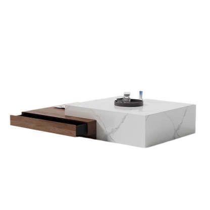 Minimalist Slate Wood Coffee Table 2-Drawer