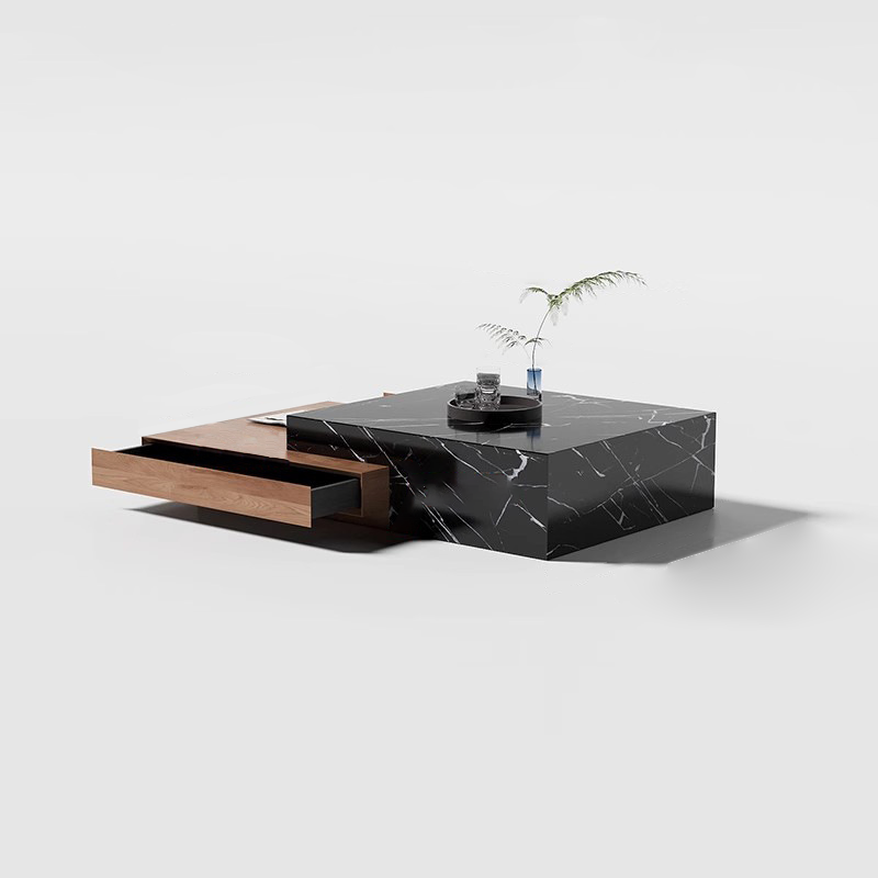 Minimalist Slate Wood Coffee Table 2-Drawer