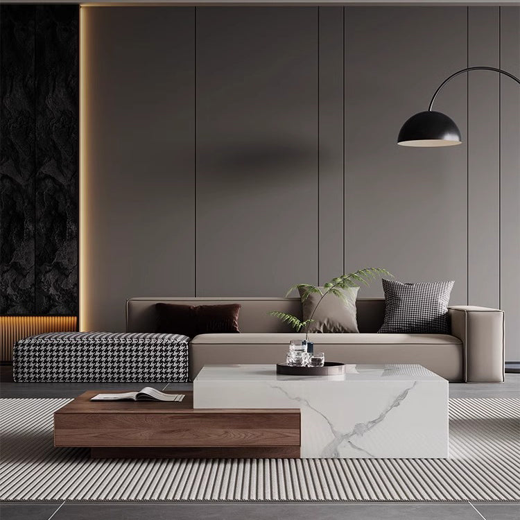 Minimalist Slate Wood Coffee Table 2-Drawer — Ink