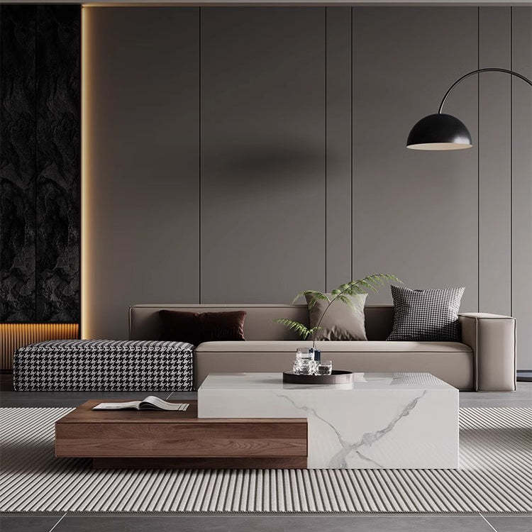 Minimalist Slate Wood Coffee Table 2-Drawer — Ink