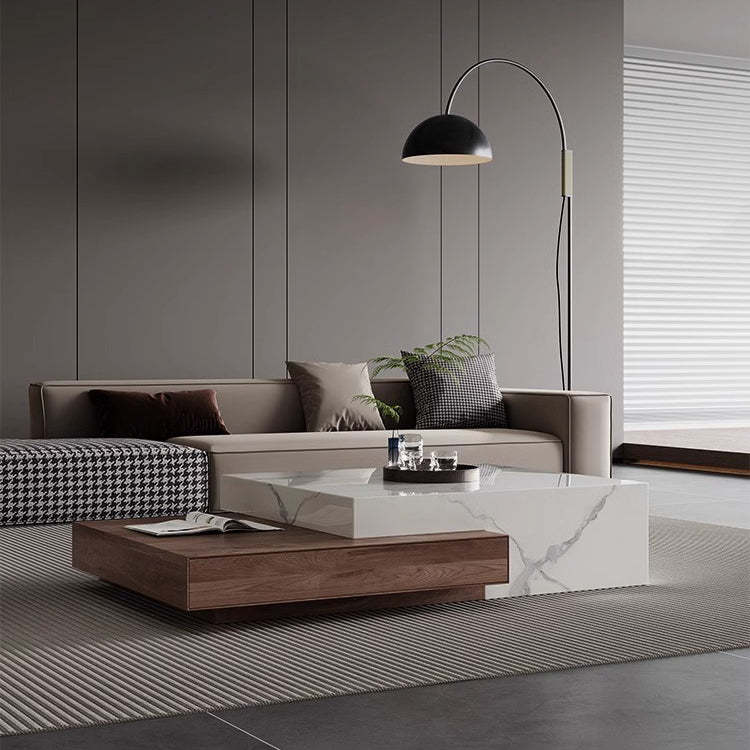 Minimalist Slate Wood Coffee Table 2-Drawer