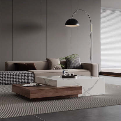 Minimalist Slate Wood Coffee Table 2-Drawer