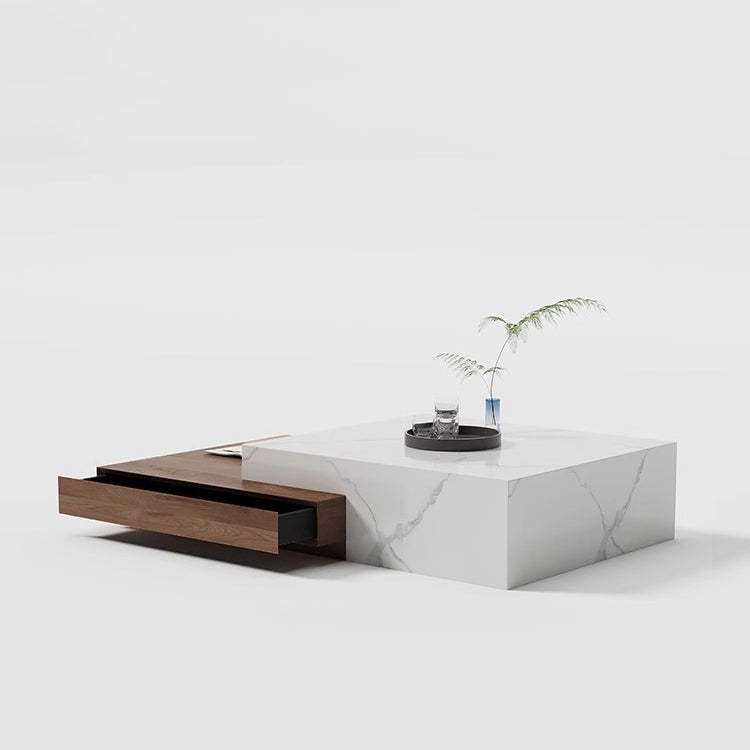 Minimalist Slate Wood Coffee Table 2-Drawer