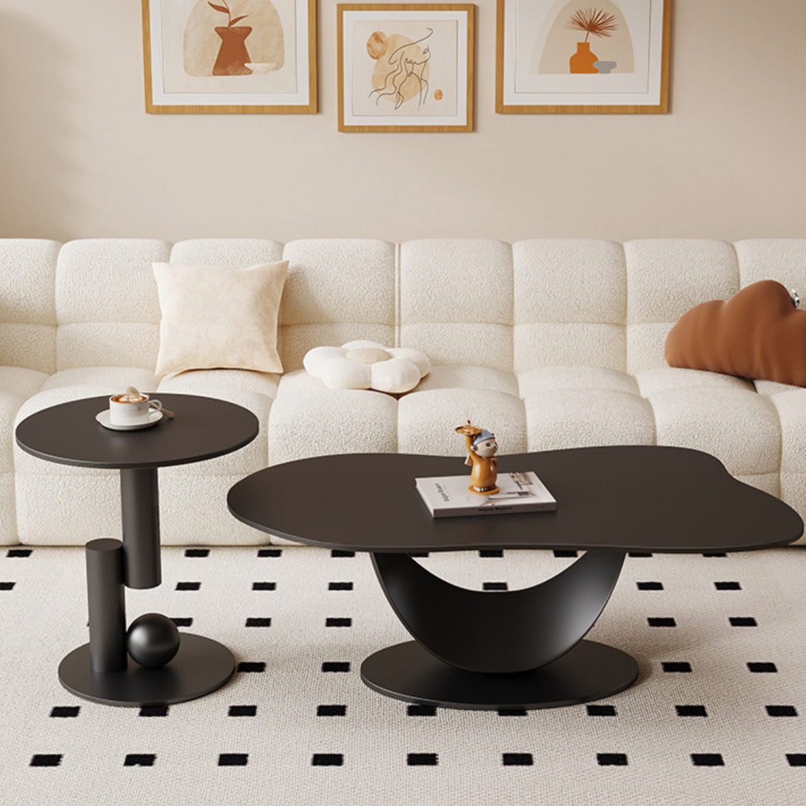 Nordic Iron Cloud Round Coffee Table Set