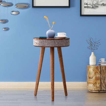 Nordic Wood Fabric Smart Coffee Table — Plug-in Bluetooth / Black