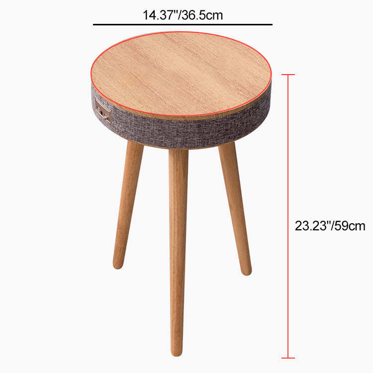 Nordic Wood Fabric Smart Coffee Table — Battery / Wood Color