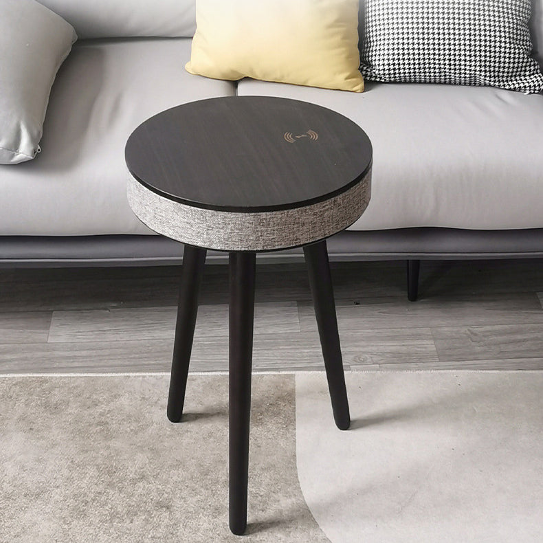 Nordic Wood Fabric Smart Coffee Table — Plug-in Bluetooth / Walnut Color