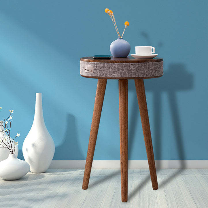 Nordic Wood Fabric Smart Coffee Table — Battery / Black