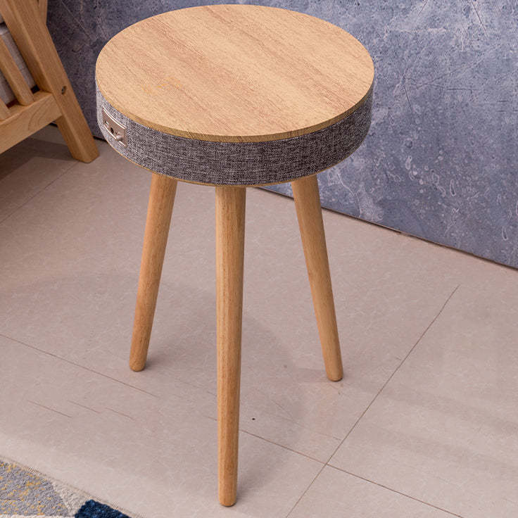 Nordic Wood Fabric Smart Coffee Table — Plug-in Bluetooth / Wood Color
