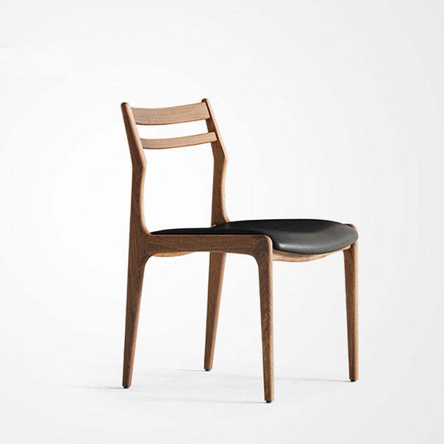 Retro 2-6 ash office chairs in leather — Walnut Frame & Black Seat Chair