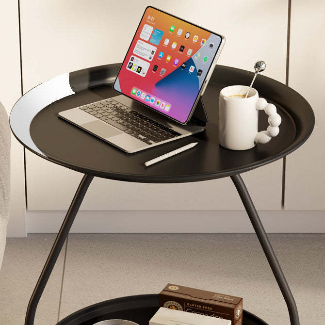 Nordic Iron Steel Round 2-Tier Side Table