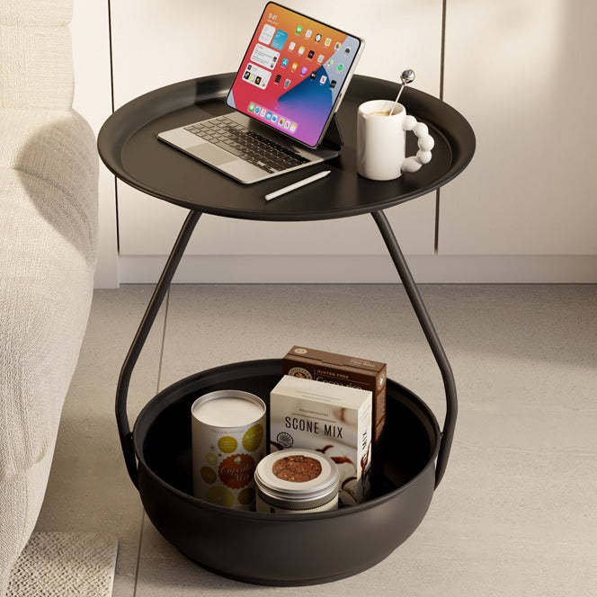Nordic Iron Steel Round 2-Tier Side Table