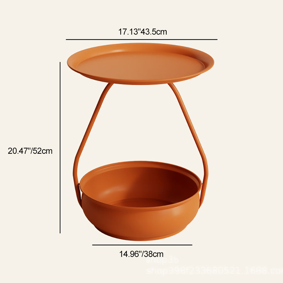 Nordic Iron Steel Round 2-Tier Side Table — Blue Plate + Blue Base