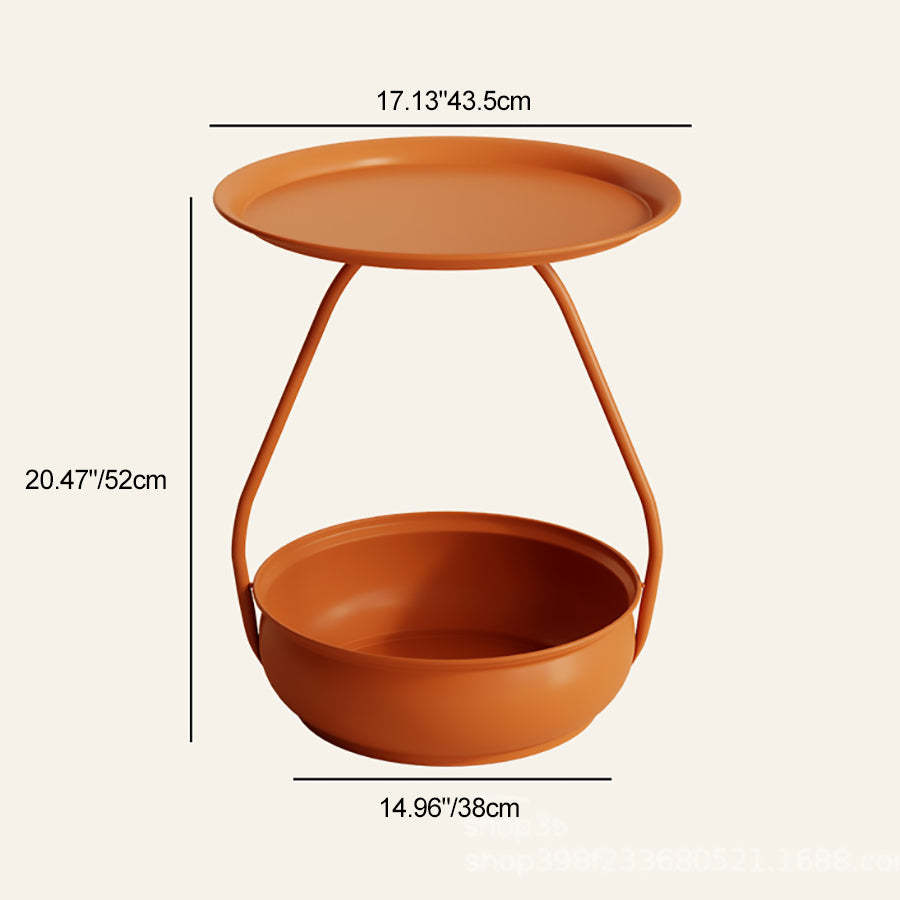 Nordic Iron Steel Round 2-Tier Side Table — Blue Plate + Blue Base