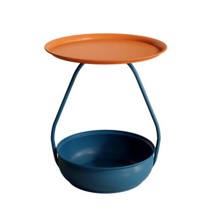 Nordic Iron Steel Round 2-Tier Side Table