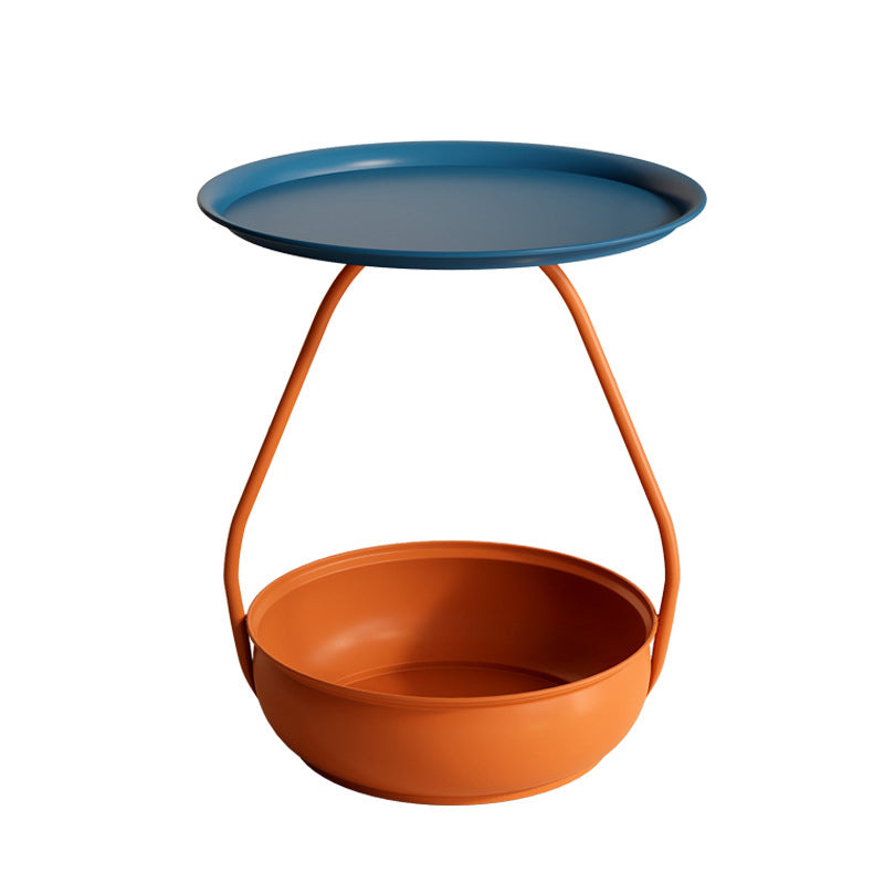 Nordic Iron Steel Round 2-Tier Side Table