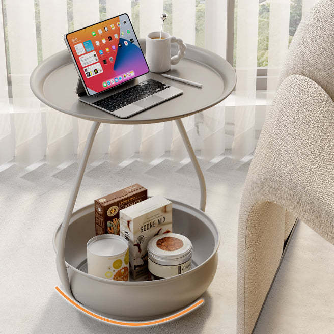 Nordic Iron Steel Round 2-Tier Side Table